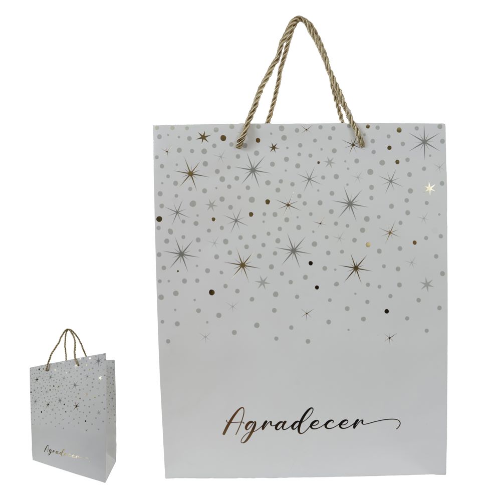 Sacola de Papel Celebrar 32x26cm Branco Flor arte